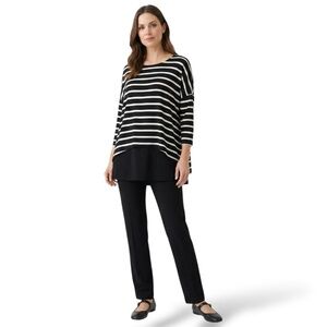 JOSEPH RIBKOFF Stretch Jersey Knit Dual Layer Tunic Top Drop Shoulder Sz 14